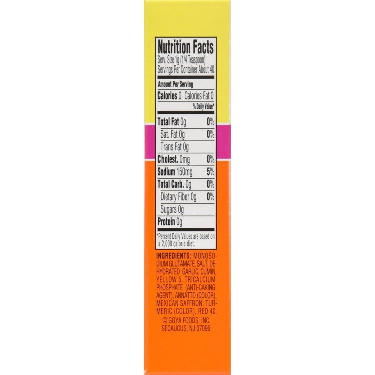 Goya Sazon con Azafran 1.41oz: Garlic, Cumin, Turmeric, Saffron, 5 of 6