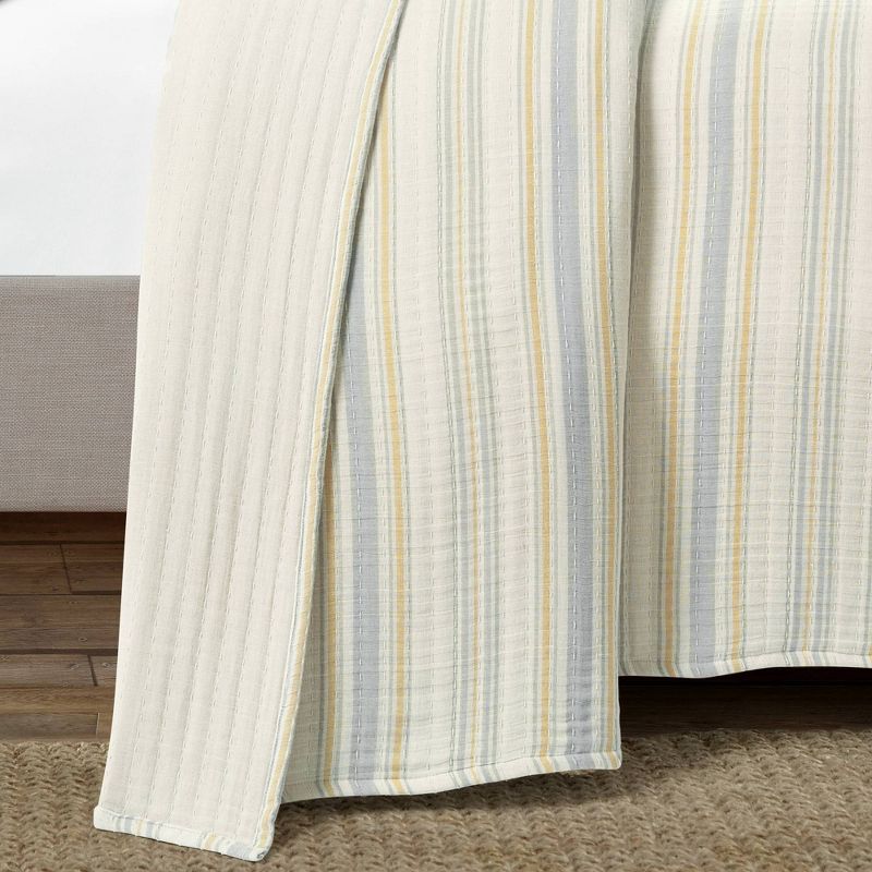 Solange Stripe Kantha Pick Stitch Yarn Dyed Cotton Woven Quilt/Coverlet Set - Lush Décor, 5 of 11