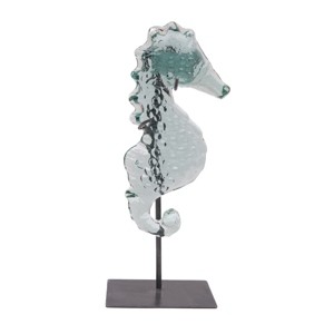 Beachcombers Glass Seahorse On Metal Stand Figurine - 1 of 3