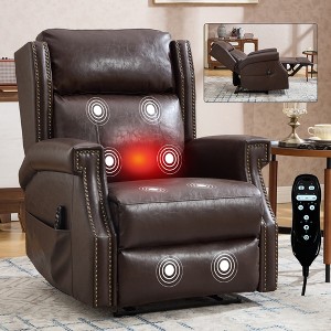 KWPZQEB Modern Recliner Chair for Adults, Home Theater Seating with Massage and Heat, Faux Leather Recliners Sofa Chair for Living Room - 1 of 4