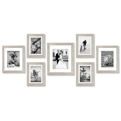 Americanflat 7 Pack Gallery Wall Set | Displays One 11x14, Two 8x10, and Four 5x7 inch photos. Shatter-Resistant Glass. Hanging Hardware Included!