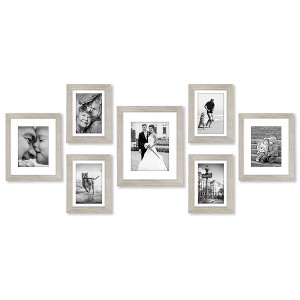 Americanflat 7 Pack Gallery Wall Set | Displays One 11x14, Two 8x10, and Four 5x7 inch photos. Shatter-Resistant Glass. Hanging Hardware Included! - 1 of 4