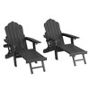 Sonkuki 2-Piece Folding Adirondack Chair with Retractable Ottoman, Fire Pit Patio Chair with Cup Holder Lawn Outdoor Lounge Chair - 2 of 4