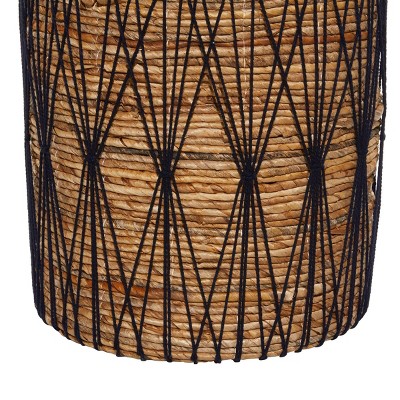 Handmade Brown and Black Banana Leaf Storage Baskets with Handles, Set of 3