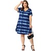 Agnes Orinda Women's Plus Size Tie Dye Trendy V Neck Round Hem Casual T-Shirt Dresses - 3 of 4