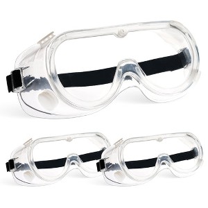 Bison Life Clear Anti-Fog Safety Goggles, ANSI Z87.1, Scratch Resistant, Adjustable Over Glasses Protection -  3 Pack - 1 of 4