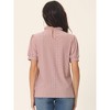 Seta T Women's Back Button Dressy Casual Ruffle Neck Summer Puff Sleeve Eyelet Tops - 4 of 4