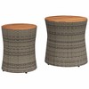 vidaXL Patio Side Tables 2 pcs with Wooden Top Gray Poly Rattan - 2 of 4