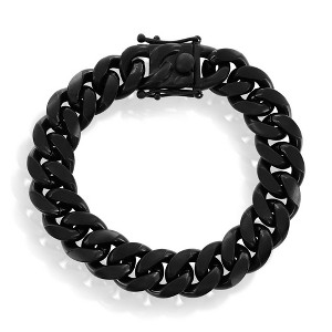 Metallo Stainless Steel 14mm Miami Cuban Link Bracelet - Matte Black IP Plated - Black - 8.5 Inch - 1 of 3
