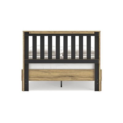 Light Brown Full Wood Panel Headboard