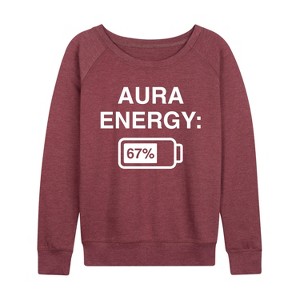 Women's - Instant Message - Aura Energy 67 Lightweight French Terry Wide Neck Long Sleeve Graphic Shirt - 1 of 4
