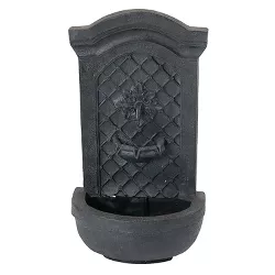 Sunnydaze 31"H Electric Polystone Rosette Leaf Outdoor Wall-Mount Water Fountain, Lead Finish