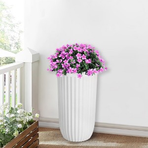 Tall Planter, Square Planter Set of 2, Large Indoor/Outdoor Flower Pots with Drainage Holes, Water Level Monitor & Wheels for Patio, Balcony, Garden - 1 of 4