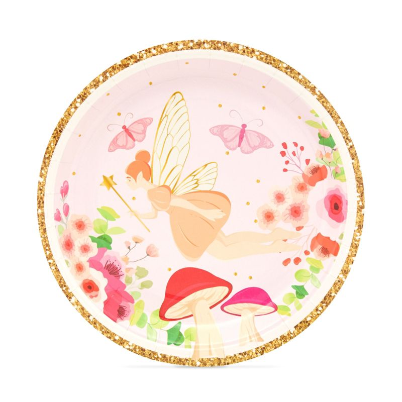 Sparkle and Bash 48 Pack Fairy Tea Party Paper Plates for Girls Floral Birthday Supplies, Weddings, Baby Showers, Garden Party (7 In), 3 of 8