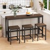 4-Piece Bar Table Set, Modern Rectangular Pub Bar Table And 3 Bar Stools, Kitchen Table Set With 3 Stools For Breakfast Living Room Apartment - 3 of 4