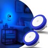 DORESshop 2-Pack 0.6W Plug-in Light Sensor Night Lights, White Housing, Blue Light with Blue Shade - 2 of 4