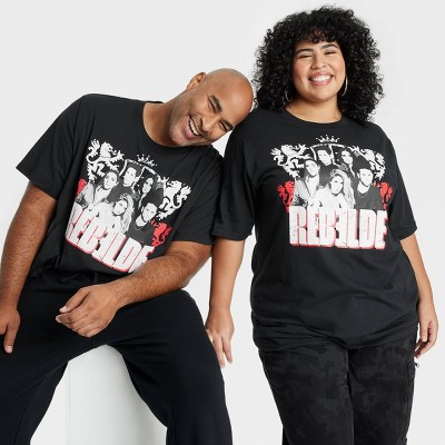 Latino Heritage Month Adult Short Sleeve Rebelde Graphic T-Shirt - Black