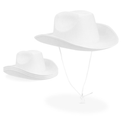 White Cowboy Hat for Kids (2-Pack) Felt Cowboy Hat with Neck Drawstring,  Plain Cowboy Hats for Boys & Girls for Dress-Up Parties, Play Costumes