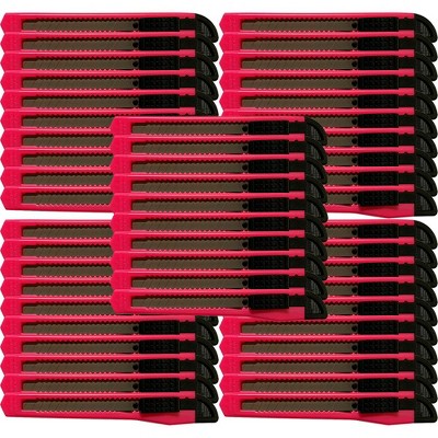 MotoProducts Bulk 5" Box Cutters Neon Pink with Snap-Off Blades and Safety Locks