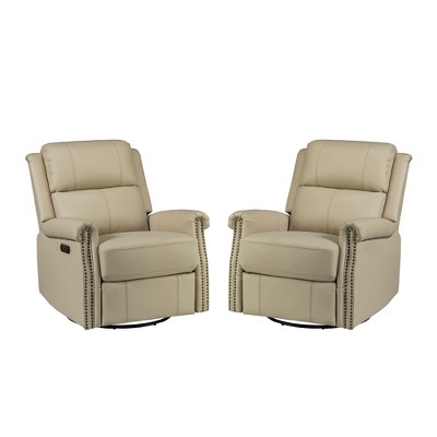 Set of 2 Lorenzo Genuine Leather Power Rocking Recliner | ARTFUL LIVING DESIGN