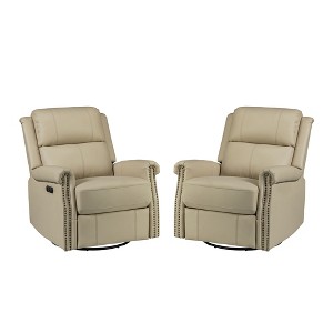 Set of 2 Lorenzo Genuine Leather Power Rocking Recliner | ARTFUL LIVING DESIGN - 1 of 4