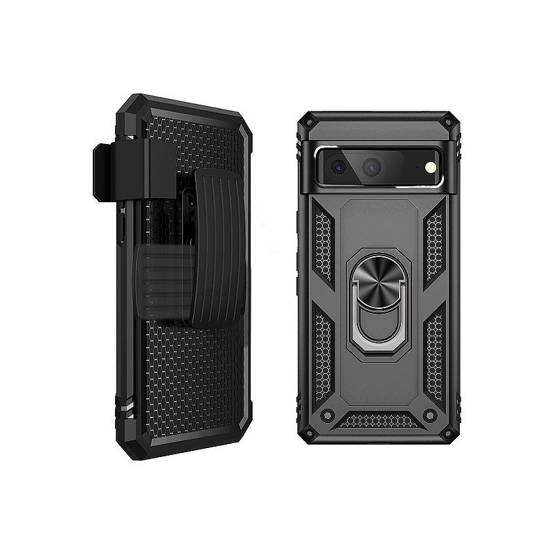 Saharacase Military Kickstand Series Black Holster for Google Pixel 7 (CP00379), 4 of 9