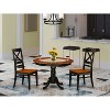 HomeStock 3-Pc Black and Cherry Finish Solid Wood Top - Round Dining Room Set - Seats 4 - 2 of 4