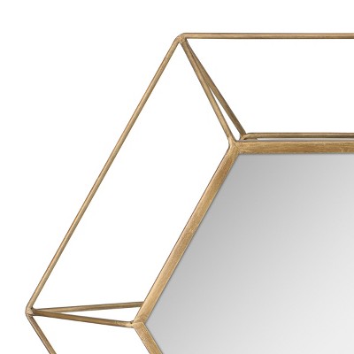Elegant Gold Hexagon 24" Metal Frame Hanging Wall Mirror