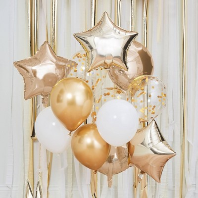 Metallic Balloon Bundle Gold/White