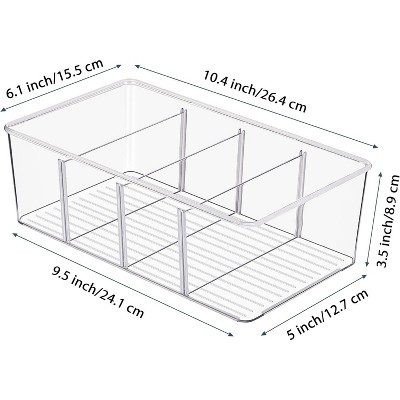 Vtopmart 8 Pack Food Storage Organizer Bins, 4 Compartment Holder Clear Plastic Bins for Pantry, Kitchen, Fridge Organization and Storage — фото 3