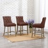 WestinTrends 24" Linen Tufted Buttons Upholstered Wingback Counter Stool (Set of 3) - 2 of 4
