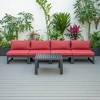 LeisureMod Chelsea 5-Piece Outdoor Patio Sectional Set with Coffee Table – Black Aluminum Frame, Cushions, Weather-Resistant - 3 of 4