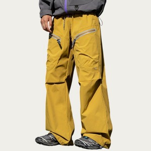 Anna-Kaci Active Men's Wide Leg Cargo Pants with Zippered Pockets and Adjustable Drawstring Waist - 1 of 4