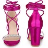 Perphy Women's Crystal Rhinestones Strap Lace Up Chunky Heel Sandals - 2 of 4