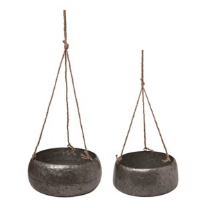 Transpac Metal 11.75" Silver Spring Hanging Planters Set of 2 - 1 of 2