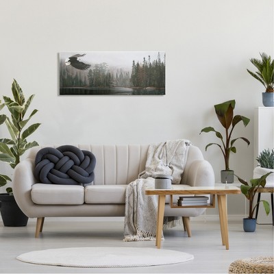 Eagle Soaring Over Lake Canvas Print, 40 x 17