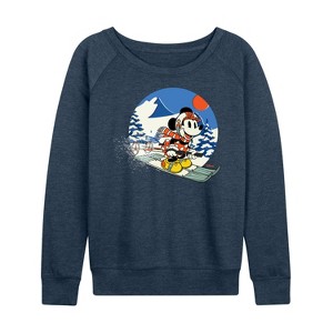 Women's - Disney - Minnie Ski Lightweight French Terry Wide Neck Long Sleeve Graphic Shirt - 1 of 4