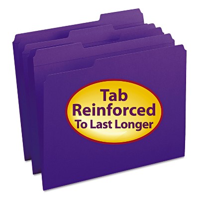 Smead File Folders 1/3 Cut Reinforced Top Tab Letter Purple 100/Box 13034