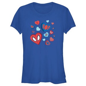 Junior's Women Marvel Spider-Man Candy Hearts T-Shirt - 1 of 4