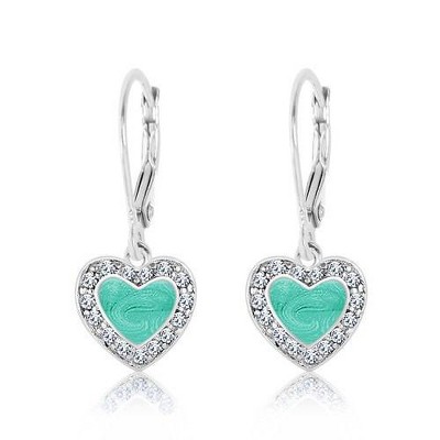 Chanteur Hypoallergenic Kids Jewelry Accessorie Heart CZ White Gold Palladium Plating Earrings leverback is made from 925 Sterling silver