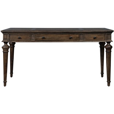 Traditional Brown Wood Home Office Desk with Drawers