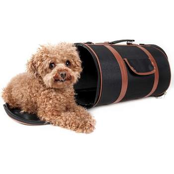 Pet Life Airline Approved Fashion Cylinder Posh Pet Carrier Black-M