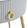 NicBex Coffee Tables for Living Room �19.6" Round Coffee Table Set of 2 Modern Fluted 2 Side Table Set with Drawers and Golden Legs, White+Gold - 2 of 4