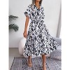 Women's Summer Polka Dot Print Shirt Dress Vintage Short Sleeve Button Down Midi Dress - 2 of 4