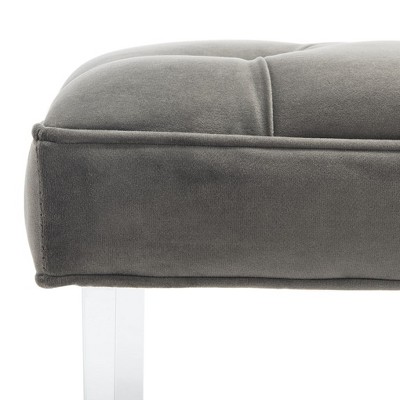 Transitional 48'' Gray Velvet Bench with Acrylic Legs