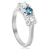 Pompeii3 1 1/2Ct Blue Diamond 3-Stone Accent Engagement Ring in Gold Lab Created - 3 of 4