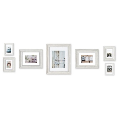 7pc Distressed White Mixed Profile Frame Kit - Gallery Perfect