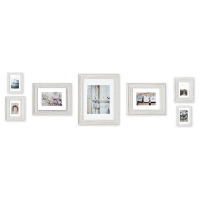 7pc Distressed White Mixed Profile Frame Kit - Gallery Perfect