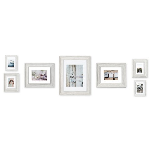 7pc Distressed White Mixed Profile Frame Kit - Gallery Perfect - image 1 of 4