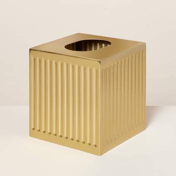 Fluted Brass Bathroom Tissue Box Cover Antique Finish - Hearth & Hand™ with Magnolia